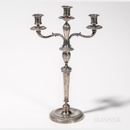 French Silver Convertible Three-light Candelabra