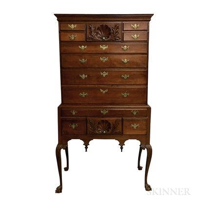 Chippendale Shell-carved Cherry High Chest