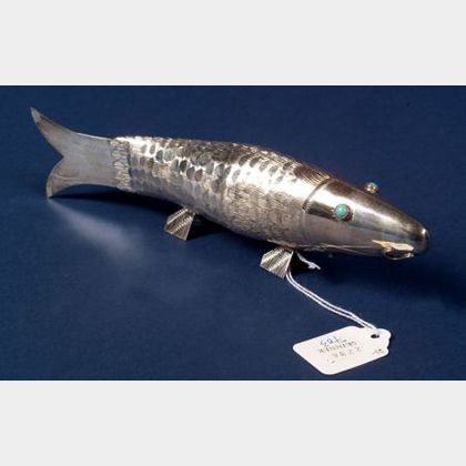 Articulated .800 Silver Fish-form Spice Box