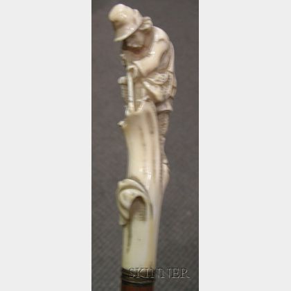 Continental Carved Ivory-topped Walking Stick