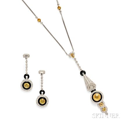 18kt White Gold, Yellow Sapphire, and Diamond Suite