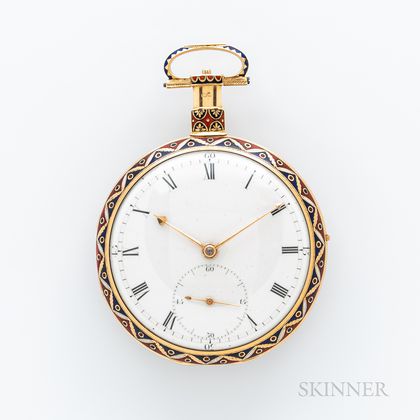 Ilbery No. 5966 Gold and Enamel Pocket Chronometer Produced for the Chinese Market