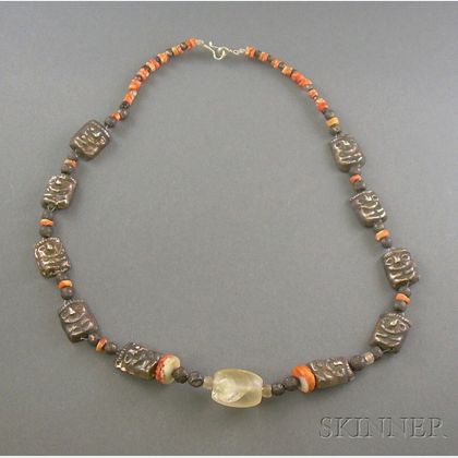Pre-Columbian Shell and Silver Necklace