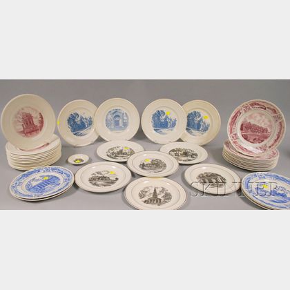 Thirty-eight Wedgwood Assorted Private School Ceramic Plates