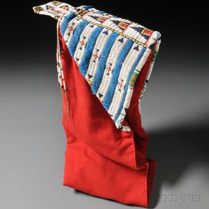 Cheyenne Beaded Hide Triangular Soft Cradle with Red Trade Cloth Bottom