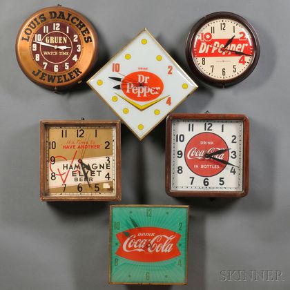 Six Electric Advertising Clocks