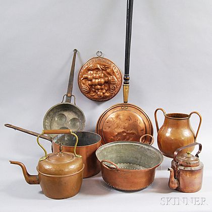 Eight Copper Domestic Items