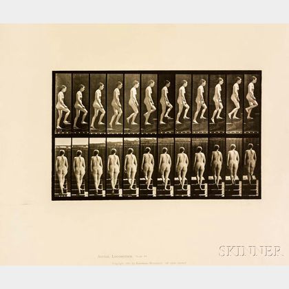 Eadweard Muybridge (British, 1830-1904) Two Plates from Animal Locomotion: Plate 89 (Nude Male Ascending Stairs) and Plate 92 (Nude Fem