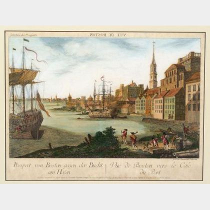 François Xavier Habermann, engraver (Augsburg, Late 18th Century) Vue de Boston: Vers le Cale du Port.
