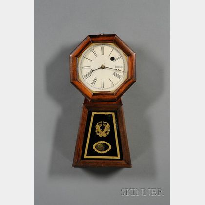 Mahogany Miniature Keyhole Wall Clock by Chauncey Jerome