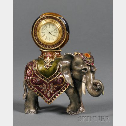 Enamel and Swarovski Crystal "Cleopatra" Elephant Clock, Jay Strongwater