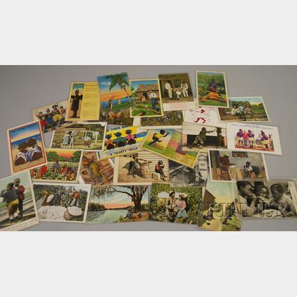Twenty-six Early/Mid-20th Century Black Character-themed Postcards and a Trade Card. 