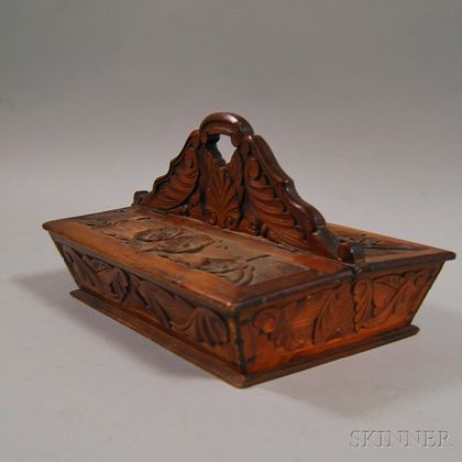 Victorian Floral and Foliate Relief-carved Cherry Cutlery Box