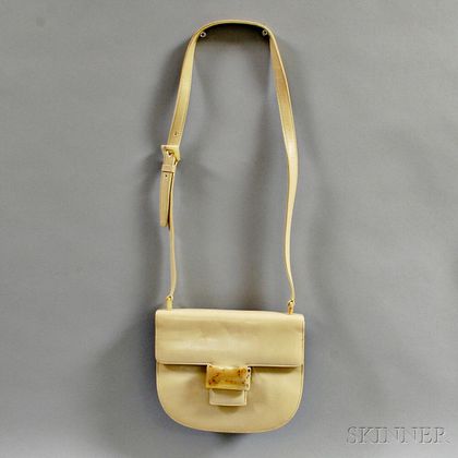 Prada Vintage Cream Leather Shoulder Bag