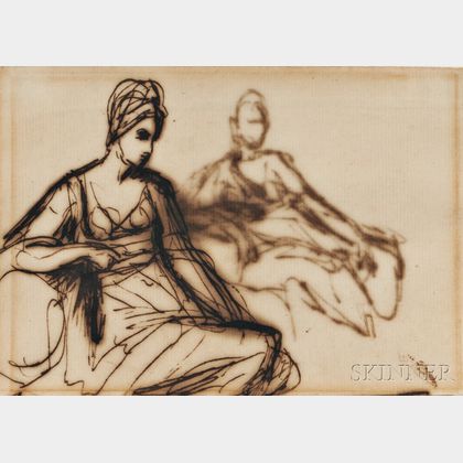 Attributed to George Romney (British, 1734-1802) Sketch of a Seated Woman
