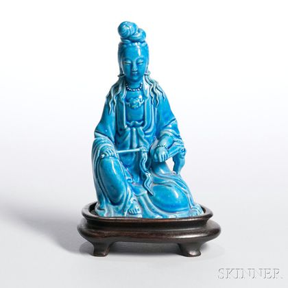 Turquoise Blue-glazed Figure of Guanyin