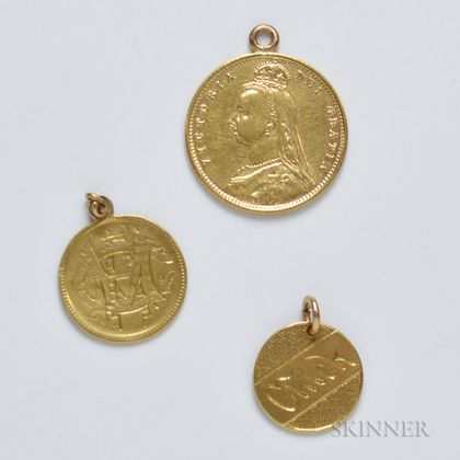 Three Gold Coin Charms/Love Tokens