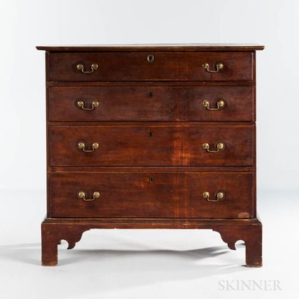 Red/brown-painted Chest of Four Drawers
