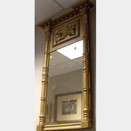 Gold-painted Classical Wooden Tabernacle Mirror with Cornucopia Frieze