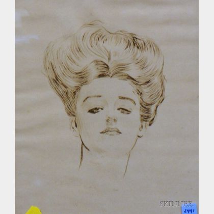 Framed Print of a Portrait of a Woman After Charles Dana Gibson, (American, 1867-194 Estimate $800-1,200