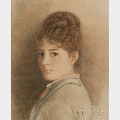 Continental School, (19th century),Portrait of a Handsome Woman with Brown Hair