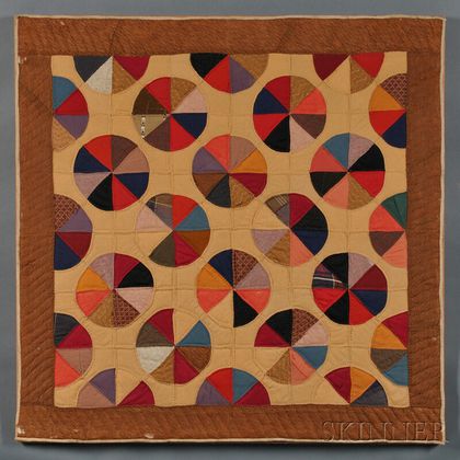 Mennonite Pieced Wool "Moon and Stars" Crib Quilt