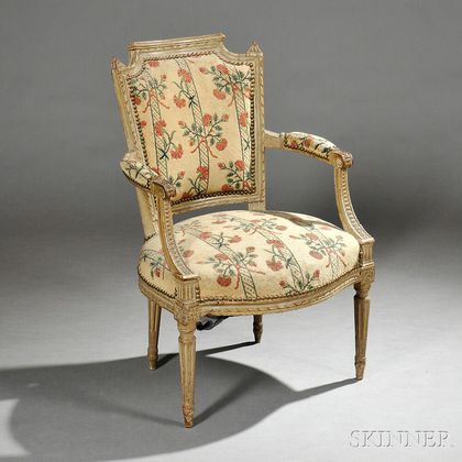 Six Louis XVI-style Painted Beechwood Fauteuil