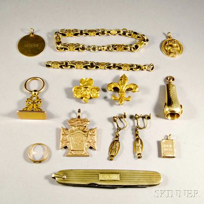 Group of Mostly 14kt Gold Jewelry and Accessories