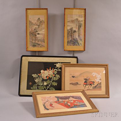 Five Framed Asian Works