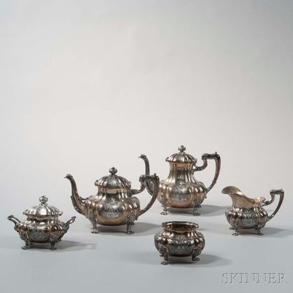 Five-piece Continental .800 Silver Tea and Coffee Service