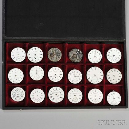 Eighteen English, Swiss, and American Movements and Dials