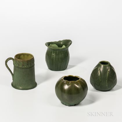 Three Hampshire Vases and a J.S. Taft & Co. Art Pottery Mug