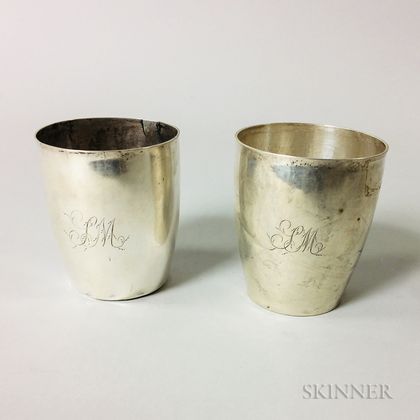 Pair of Coin Silver Beakers