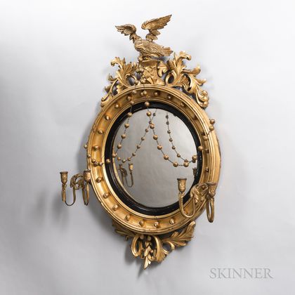 Neoclassical Giltwood Convex Mirror