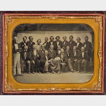 Two Ambrotype Group Portraits of Members of a Lodge