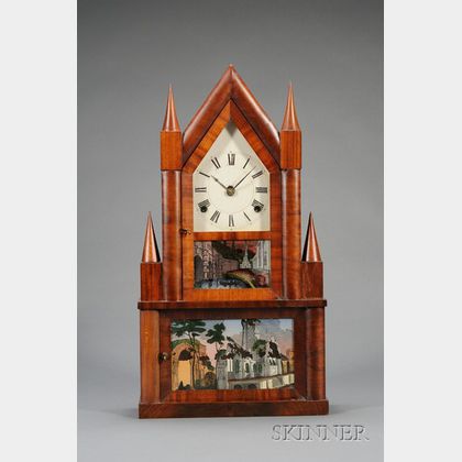 Mahogany Double-Steeple Clock by Elisha Manross