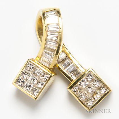 18kt Gold and Princess-cut Diamond Pendant