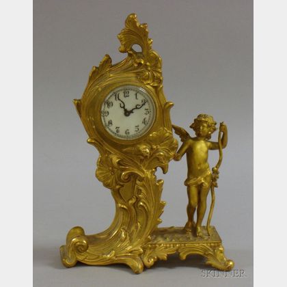 Gilt-brass Waterbury Art Nouveau Clock
