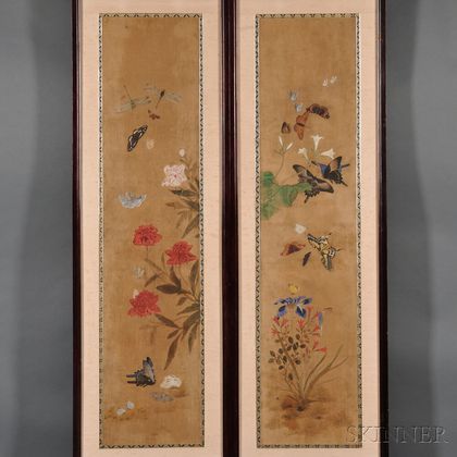 Two Flower-and-Butterfly Paintings (Hwajeopdo