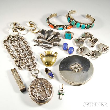 Group of Mostly Sterling Silver Jewelry and Accessories