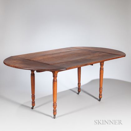 Cherry and Birch Drop-leaf Dining Table with "Company Board" Extensions