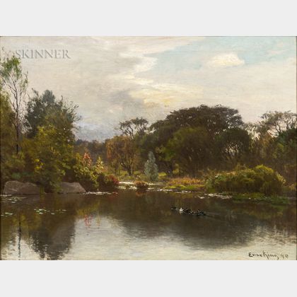 John Joseph Enneking (American, 1841-1916) Duck Pond in Early Autumn
