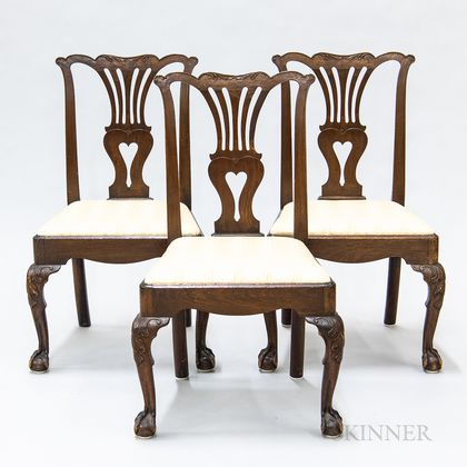 Set of Three George III Carved Mahogany Side Chairs