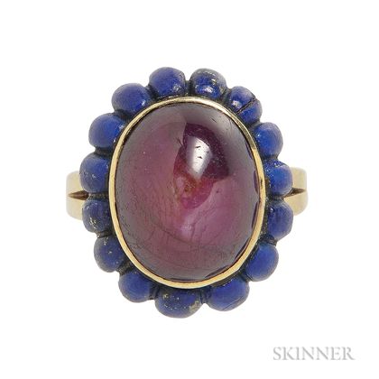 14kt Gold, Ruby, and Lapis Ring, Trio