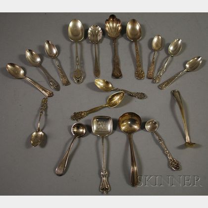 Group of Sterling and Silver Plated Mostly Souvenir and Demitasse Spoons