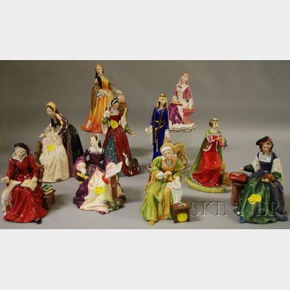 Ten Royal Doulton Porcelain Figures and Figural Groups Depicting British Royal Wives and Ladies