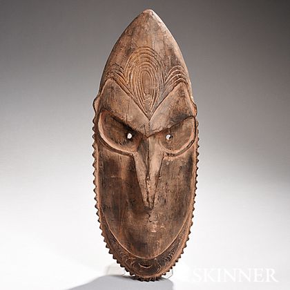 New Guinea Carved Wood Ancestral Mask