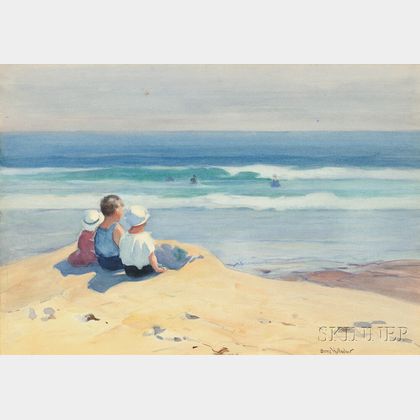 Sears Gallagher (American, 1869-1955) The Little Trio / A Beach Scene