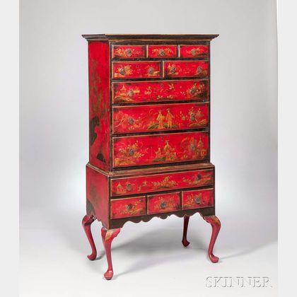 Diminutive Queen Anne-style Japanned High Chest