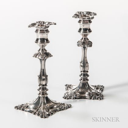 Pair of Elkington & Co. Silver-plated Tapersticks